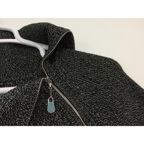 (N5) Y2K Calvin Klein Womens Sweater Dress Size M Metallic Fold Zip Cocktail - Picture 3 of 7